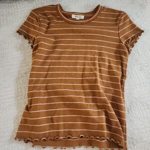 Madewell burnt orange striped shirt size S